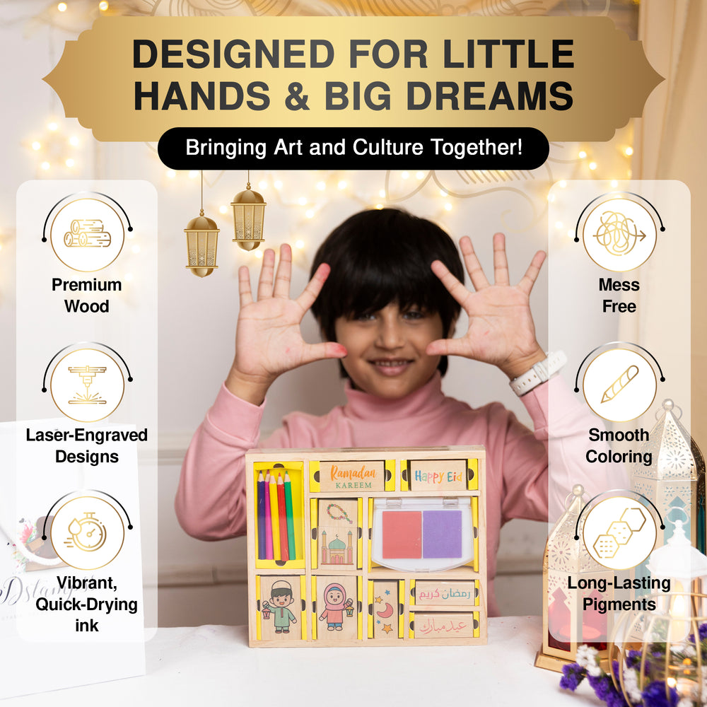 Ramadan & Eid Wooden Stamp Set – Festive Arts and Crafts Kit for Kids