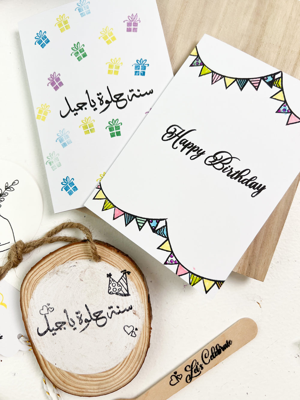 Celebration & Birthday Clear Stamps Set – Arabic & English Greetings for Special Occasions